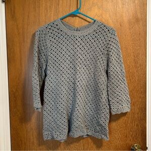 Women's Light Sage Green Eyelit Knit Sweater